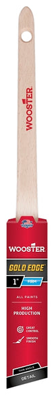 Wooster 5234-1 Paint Brush, Gold Bristle/White, Beechwood Handle, 1 in W, 2-3/16 in L Bristle, Polyester Bristle