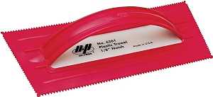 QLT 6261 Trowel, 1/8 in W x 3/32 in D Notch, 9-1/2 in L, 4-1/4 in W, V Notch, Comfort-Grip Handle