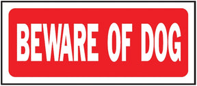 Hy-Ko 23001 Fence Sign, Rectangular, BEWARE OF DOG, White Legend, Red Background, Plastic, 6 in H x 14 in W Dimensions, Pack of 5
