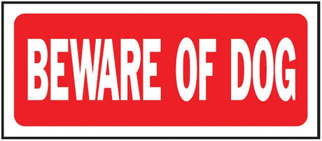 Hy-Ko 23001 Fence Sign, Rectangular, BEWARE OF DOG, White Legend, Red Background, Plastic, 6 in H x 14 in W Dimensions, Pack of 5