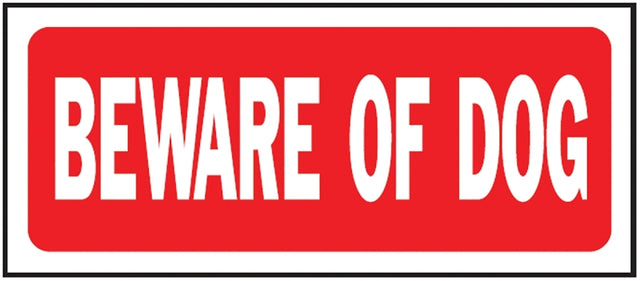 Hy-Ko 23001 Fence Sign, Rectangular, BEWARE OF DOG, White Legend, Red Background, Plastic, 6 in H x 14 in W Dimensions, Pack of 5