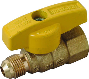 BrassCraft PSSL-12 Gas Ball Valve, 3/8 x 1/2 in Connection, Flare x FIP, 5 psi Pressure, Brass Body