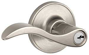 Schlage J Series J54 SEV 619 Entry Lever, Mechanical Lock, Satin Nickel, 7/8 in Housing Dia, Metal, Residential, 3 Grade