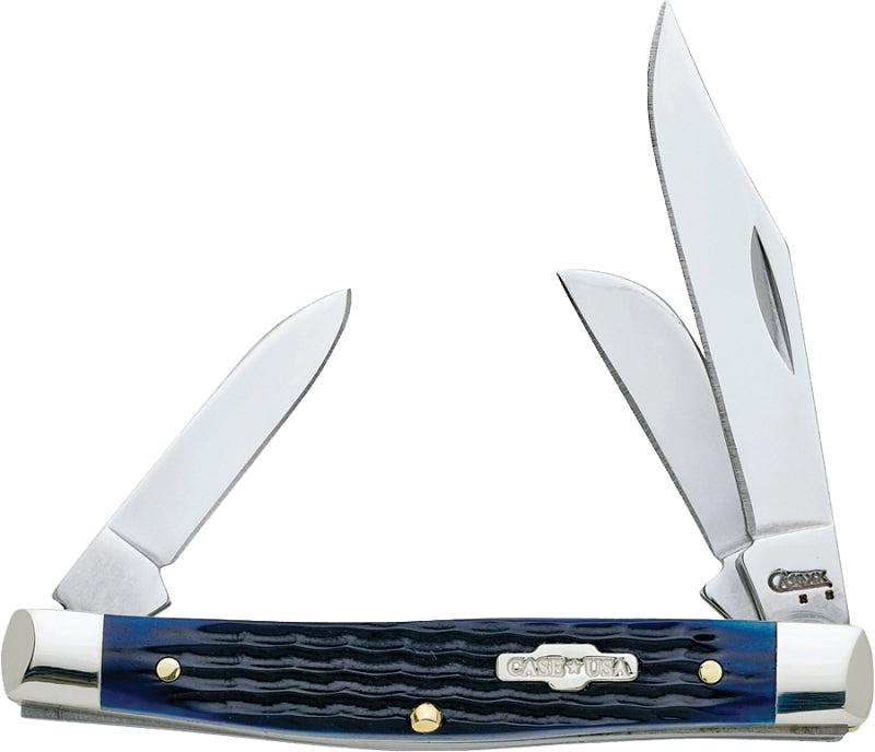 Case XX 02806 Folding Pocket Knife, 2.42 in Clip, 1.57 in Pen, 1.58 in Sheep Foot L Blade, 3-Blade, Jigged Handle