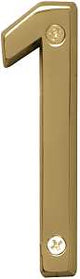 Hy-Ko BR-42PB, Prestige Series BR-42PB/1 House Number, Character: 1, 4 in H Character, Solid Brass, Pack of 3