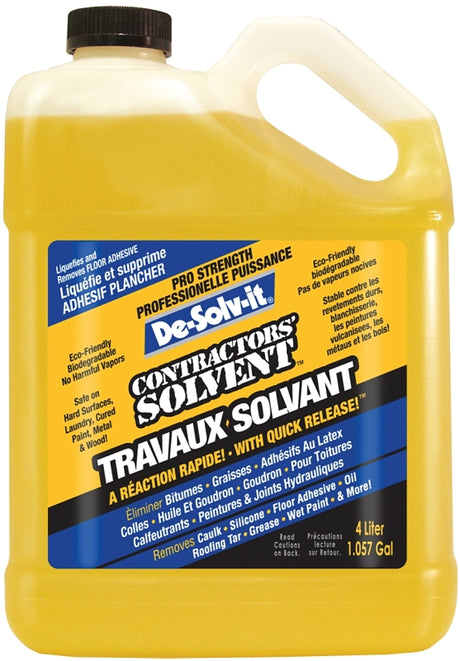 De-Solv-it 11849 Contractor Solvent, 1 gal, Liquid, Citrus, Clear/Orange, Pack of 4