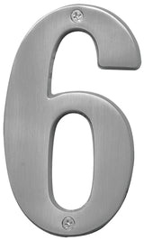 Hy-Ko BR-51SN, Prestige Series BR-51SN/6 House Number, Character: 6, 5 in H Character, Solid Brass, Pack of 3