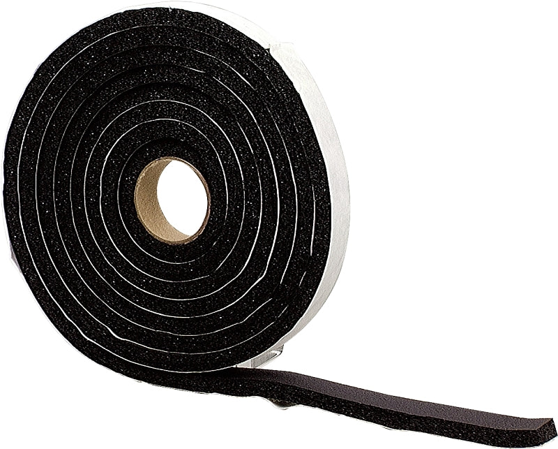 M-D 06619 Premium Weatherstrip Tape, 1/2 in W, 10 ft L, Rubber, Black