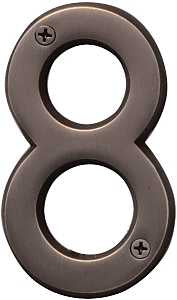 Hy-Ko BR-42OWB, Prestige Series BR-42OWB/8 House Number, Character: 8, 4 in H Character, Solid Brass, Pack of 3