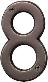 Hy-Ko BR-42OWB, Prestige Series BR-42OWB/8 House Number, Character: 8, 4 in H Character, Solid Brass, Pack of 3
