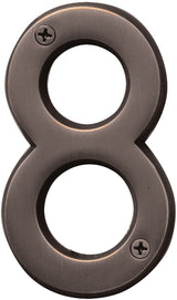 Hy-Ko BR-42OWB, Prestige Series BR-42OWB/8 House Number, Character: 8, 4 in H Character, Solid Brass, Pack of 3