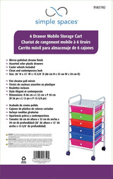 Simple Spaces G006-CH Storage Cart, 13 in OAW, 26 in OAH, 15-3/8 in OAL, 6-Shelf, Blue/Green/Orange/Pink Shelf