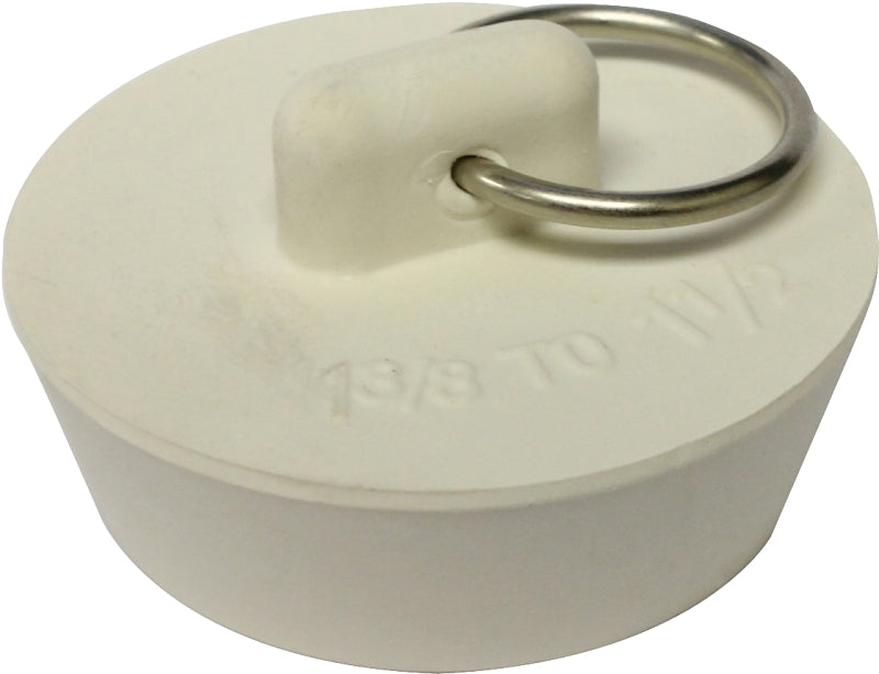 Plumb Pak Duo Fit Series PP820-39 Drain Stopper, Rubber, White, For: 1-3/8 in to 1-1/2 In-Sink, Pack of 6