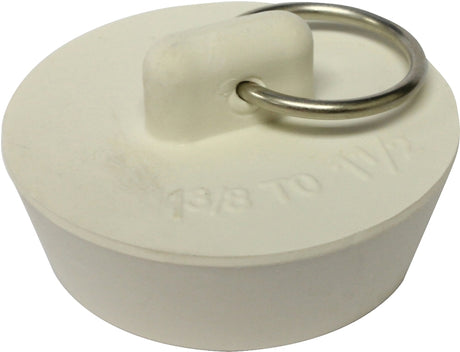 Plumb Pak Duo Fit Series PP820-39 Drain Stopper, Rubber, White, For: 1-3/8 in to 1-1/2 In-Sink, Pack of 6