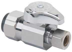 BrassCraft G2PS14X CD Stop Valve, 1/2 x 3/8 in Connection, Push-Connect x Compression, 125 psi, Brass Body, 2.45 in L