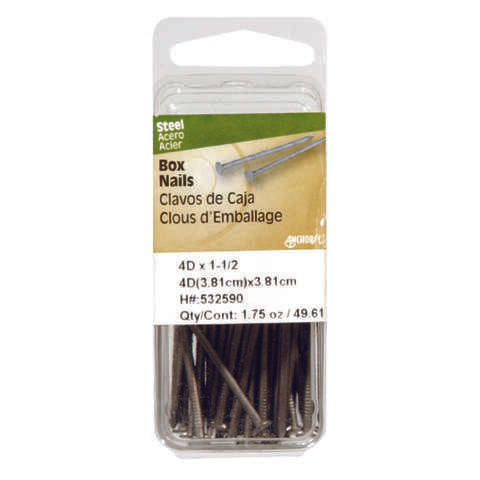HILLMAN 3D 1-1/4 in. Box Bright Steel Nail Flat Head, Pack of 6