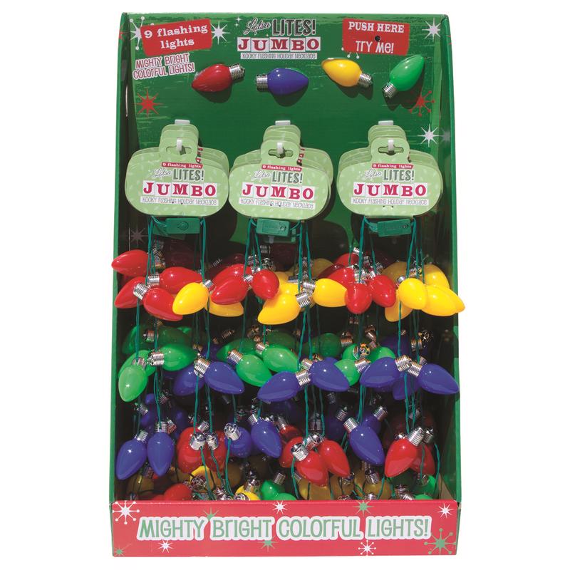 DM Merchandising Lotsa Lites CHRISTMAS Jumbo Light Up Necklace Plastic 1 pk, Pack of 24