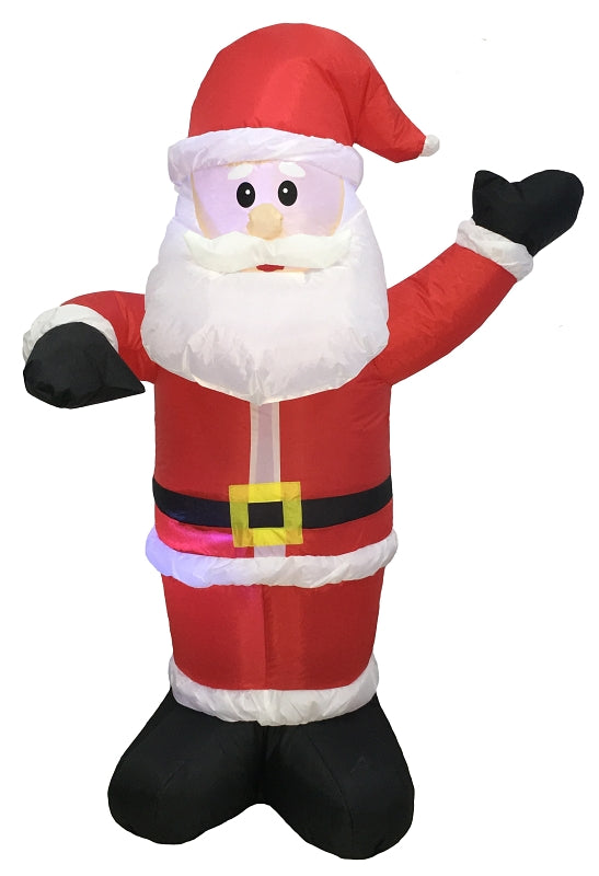 Hometown Holidays 90337 Christmas Inflatable Santa, 4 ft H, Nylon, White, Internal Light/Music: Internal Light