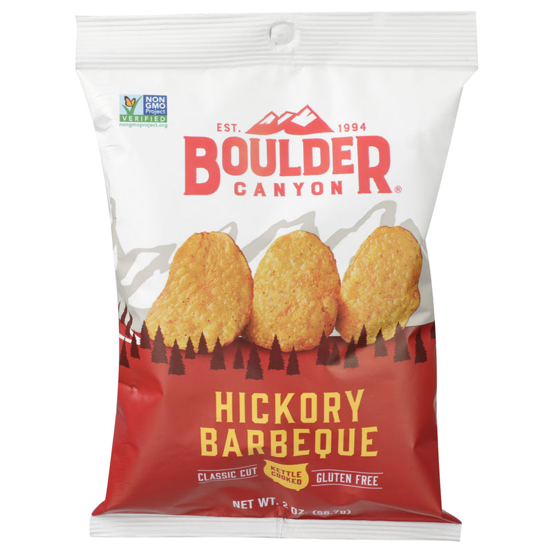 Boulder Canyon Hickory Barbeque Kettle Cooked Potato Chips 2 oz Pegged, Pack of 8