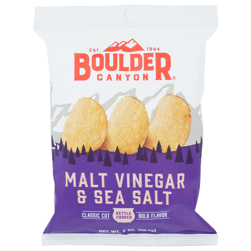 Boulder Canyon Malt Vinegar and Sea Salt Kettle Cooked Potato Chips 2 oz Pegged, Pack of 8