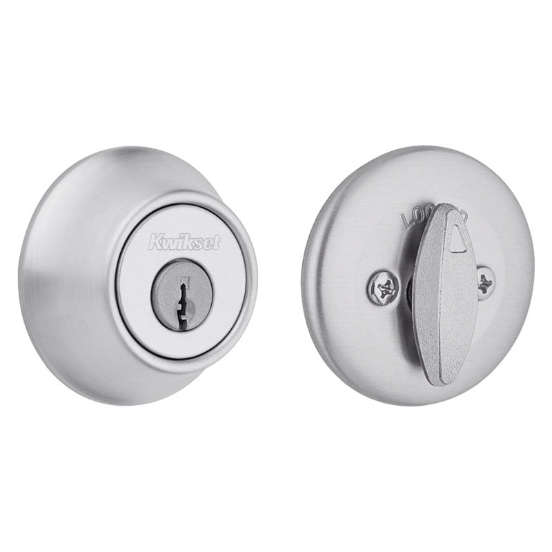Kwikset 660 26DRCALRCSK3BX Deadbolt, Traditional, Satin Chrome, 2-3/8, 2-3/4 in Backset, 1-3/4 to 1-3/8 in Thick Door, Pack of 3