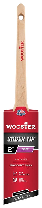 Wooster Silver Tip 5224-2 Paint Brush, 2 in W, 2-7/16 in L Bristle, Polyester Bristle, Thin Angular Handle