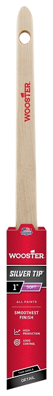 Wooster 5224-1 Paint Brush, Silver/White, Birchwood Handle, 1 in W, 2-3/16 in L Bristle, Polyester Bristle, Sash Handle