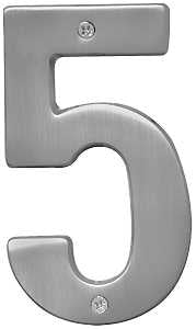 Hy-Ko BR-51SN, Prestige Series BR-51SN/5 House Number, Character: 5, 5 in H Character, Solid Brass, Pack of 3