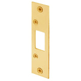 Defender Security E 2432 Deadbolt Strike Plate, 4-7/8 in L, 1-1/8 in W, Steel, Brass