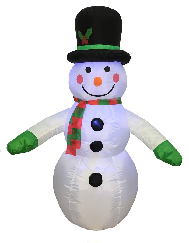 Hometown Holidays 90333 Christmas Inflatable Snowman, 4 ft H, Nylon, White, LED Bulb