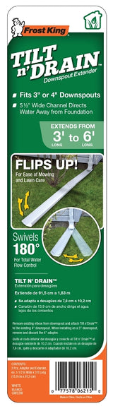 Frost King GWS3W PALLET Downspout Extender, 6 ft L Extended, Plastic, White, For: 2 x 3 in and 3 x 4 in Downspouts