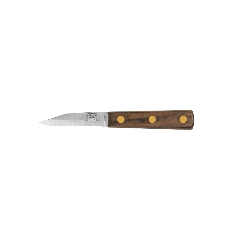 Chicago Cutlery Taper Grind 100SP Paring Knife, 3 in L Blade, HCS Blade, Wood Handle, Walnut Handle, Pack of 3