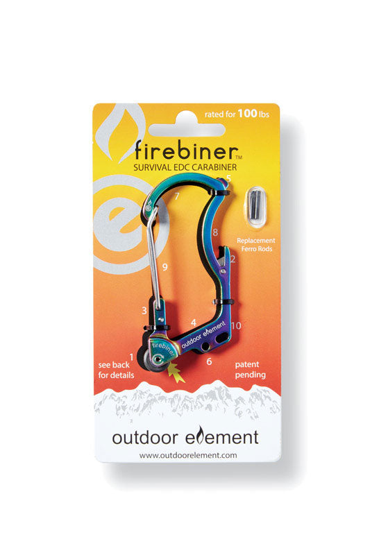 Outdoor Element Firebiner 6-In-1 Flint Multi-Tool Carabiner Stainless Steel 1 pk