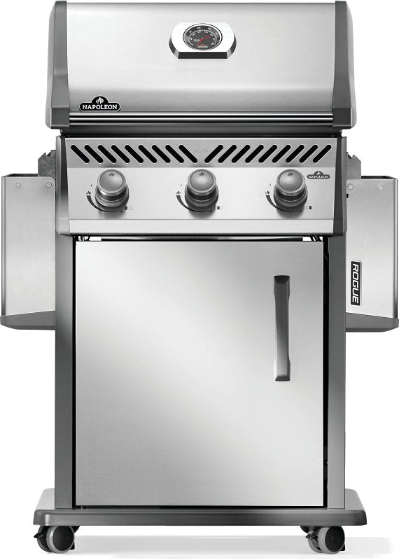 Napoleon Rogue Series R425PSS-2 Gas Grill, 42,000 Btu/hr BTU, Liquid Propane, 3-Burner, Side Shelf Included: Yes