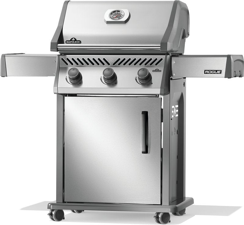 Napoleon Rogue Series R425PSS-2 Gas Grill, 42,000 Btu/hr BTU, Liquid Propane, 3-Burner, Side Shelf Included: Yes