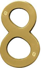 Hy-Ko BR-43BB, Prestige Series BR-43BB/8 House Number, Character: 8, 4 in H Character, Brass, Pack of 3