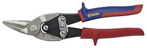 Irwin 2073111 Aviation Snip, 10 in OAL, 1-5/16 in L Cut, Straight Cut, Steel Blade, Double-Dipped Handle, Red Handle