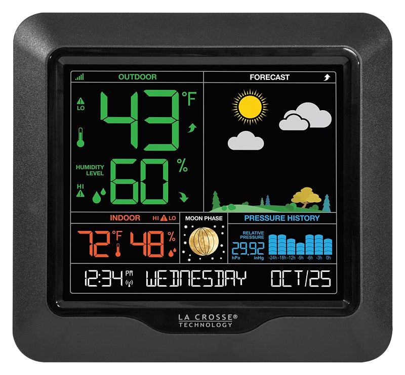 La Crosse 308-1416 Weather Station with Backlight and Barometric Pressure, Battery, 10 to 99 % Humidity Range