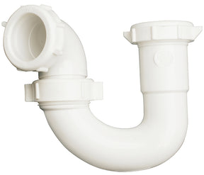 Plumb Pak PP960W S-Trap, 1-1/2 x 1-1/2, 1-1/2 x 1-1/4 in, Slip-Joint x Thread, Plastic, White