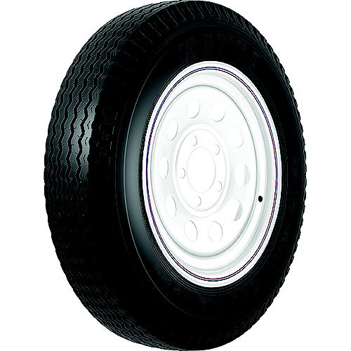 Loadstar Bias Tire and Wheel (Rim) Assembly K353 530-12 5 Hole 6 Ply, White With Stripe, Modular