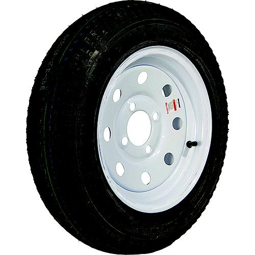 Loadstar Bias Tire and Wheel (Rim) Assembly K353, 530-12 4 Hole 6 Ply, White w/o Stripes, Modular