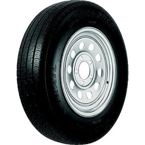 Loadstar Bias Tire and Wheel (Rim) Assembly KR25 ST145/R-12 5-Hole 8 Ply, Silver, Modular