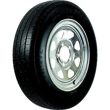Loadstar Bias Tire and Wheel (Rim) Assembly KR25 ST145/R-12 5-Hole 8 Ply, Galvanized, Spoke