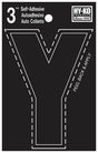 Hy-Ko 30400 Series 30435 Self-Stick Die-Cut Letter, Character: Y, 3 in H Character, Black Character, Vinyl, Pack of 10