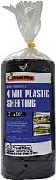 Frost King P350BW Polyethylene Sheeting, 50 ft L, 3 ft W, 4 mil Thick, Black