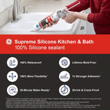 GE Supreme Silicone 2822051 Kitchen & Bath Sealant, Clear, 24 hr Curing, 10.1 fl-oz Cartridge, Pack of 12