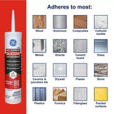GE Supreme Silicone 2822051 Kitchen & Bath Sealant, Clear, 24 hr Curing, 10.1 fl-oz Cartridge, Pack of 12