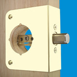 Prime-Line U 9558 Lock and Door Reinforcer, 2-3/4 in Backset, 1-3/4 in Thick Door, Brass, Brass, 4-1/2 in H, 4-5/16 in W