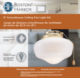 Boston Harbor Schoolhouse Light Kit, Opal Glass, Polished Brass, Polished Brass