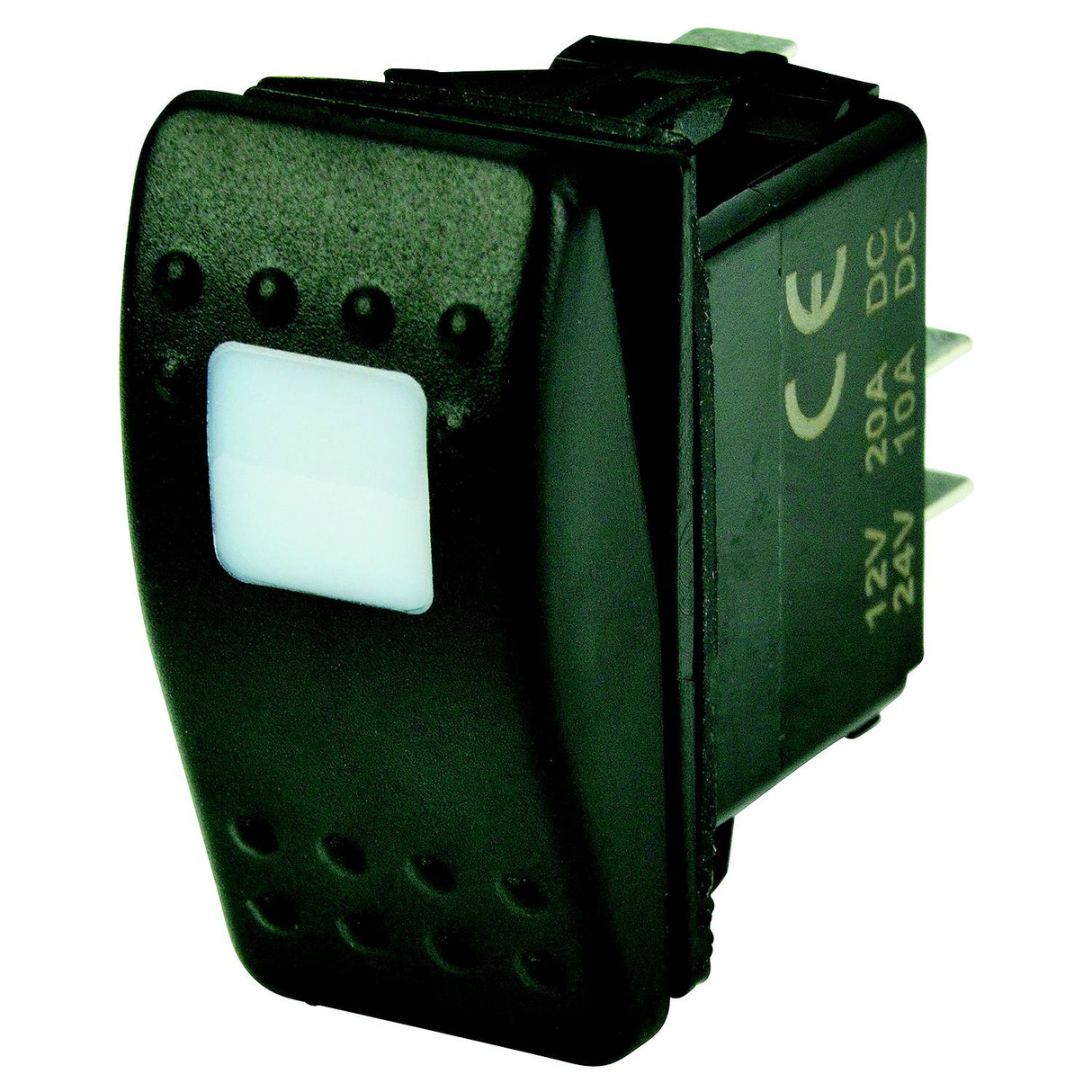 BEP 1001801 Weather Resistant Contura Rocker Switch, Off-On, SPST, 1/4" Blade Terminals, Illuminated Amber